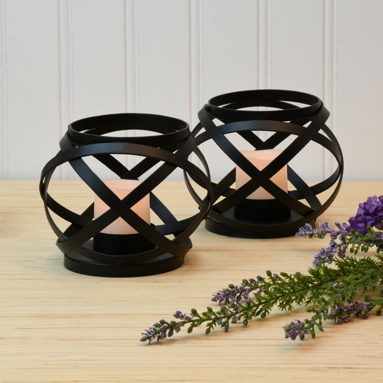 LumaBase Metal Candleholders with Battery Operated LED Candles
